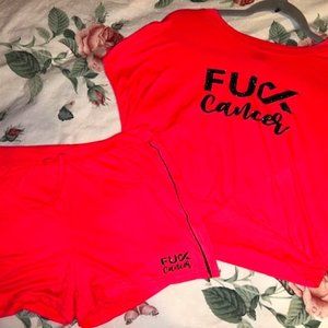 f cancer short/crop set, handmade